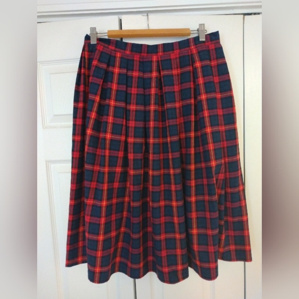 Royal Monk Midi Plaid Skirt Large
